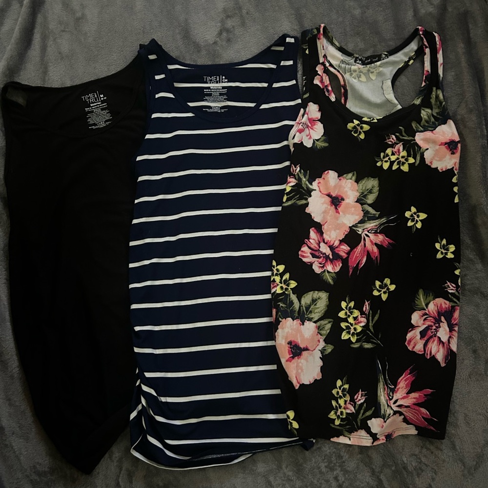 Lot of three maternity tank tops.